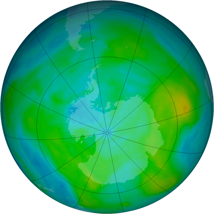 Antarctic ozone map for 08 March 1980